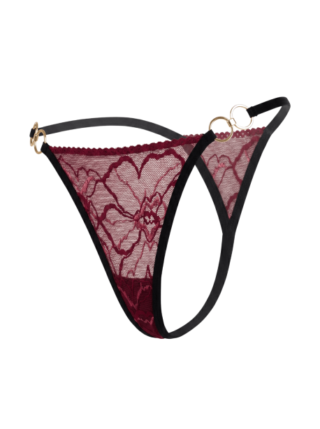 String bordeaux avec anneaux détachables