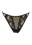 Tanga noir en dentelle avec bijou losanges dorés