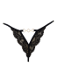 Tanga noir en dentelle avec bijou losanges dorés