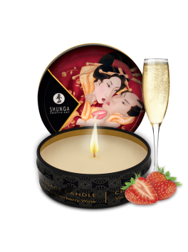 Mini massage candle - Sparkling Strawberry Wine shunga