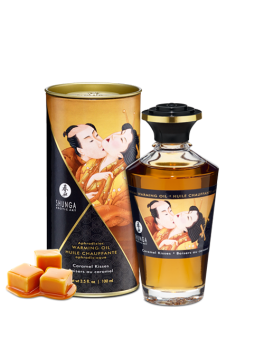 Grossiste Shunga Huile de massage chauffante comestible aphrodisiaque caramel pour zones erogènes