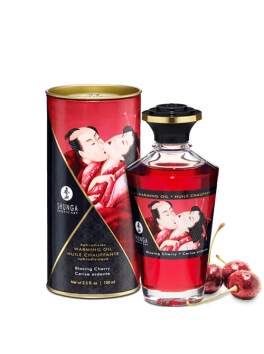 Fournisseur Shunga Huile de massage chauffante comestible aphrodisiaque cerise pour zones erogènes