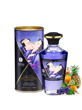 Fournisseur Shunga Huile de massage chauffante comestible aphrodisiaque fruits exotiques pour zones erogènes