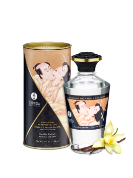Fournisseur Shunga Huile de massage chauffante comestible aphrodisiaque vanille fetish pour zones erogènes