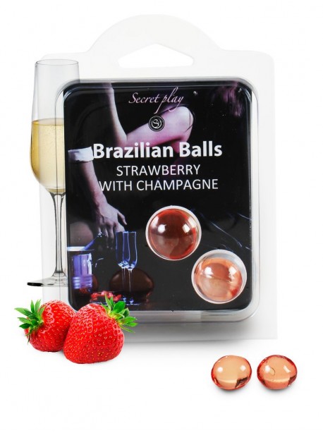 Brazilian balls Boules bréziliennes de massage à la fraise champagne