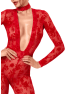 F414 Lovebite Plunging V Catsuit