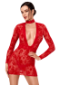 F415 Lovebite Plunging V mini dress