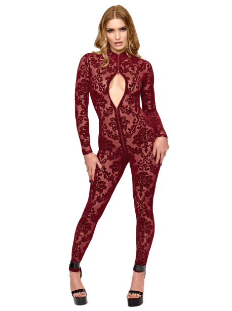 F421 Masquerade Bodystocking avec Zip Trois Voies