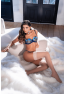 Ensemble 2 pièces transparent bleu poppy avec soutien-gorge brodé et string brésilien - Mapalé