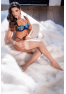 Ensemble 2 pièces transparent bleu poppy avec soutien-gorge brodé et string brésilien - Mapalé