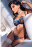 Ensemble 2 pièces transparent bleu poppy avec soutien-gorge brodé et string brésilien - Mapalé