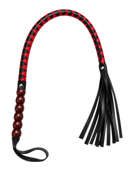 Fouet rouge et noir en simili cuir 80 cm - Dreamy Fetish