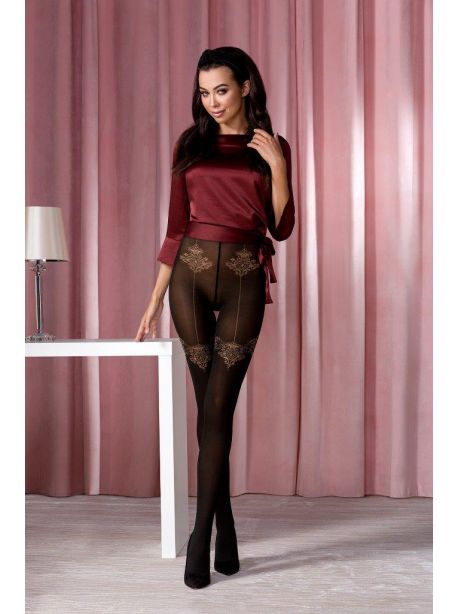 TI113 Tights 20 DEN - Black & Bordeaux