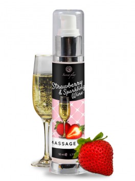 Huile de massage embrassable au parfum de fraise et vin pétillant en 50 ml