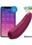 Stimulateur Satisfyer Curvy 1+ bordeaux avec son application sur smartphone