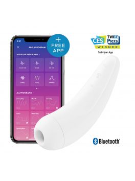 Stimulateur Satisfyer Curvy 2+ connecté avec application smartphone blanc