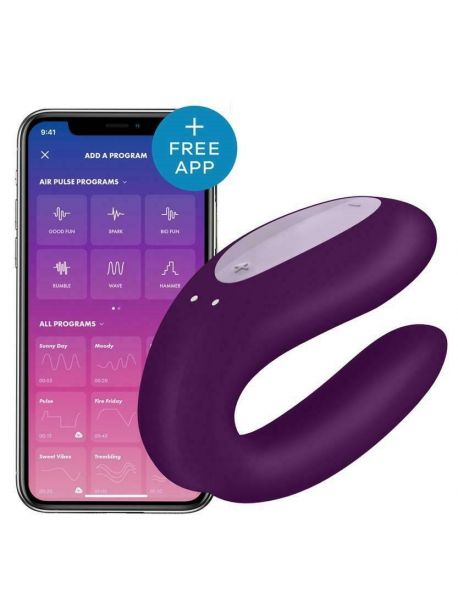 Stimulateur connecté pour couple Satisfyer Double Joy - Violet