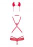 Evilia body ouvert et ses accessoires : tour de cou, cache-tétons et cornes