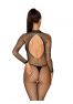 Bodystocking noir en résille et dos nu N121 de la marque de lingerie sexy Obsessive
