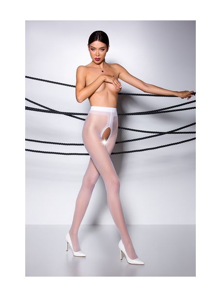 TI007R Collants ouverts 30 DEN - Blanc