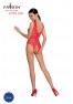 Red knitted teddy BS086 from the brand Passion Lingerie