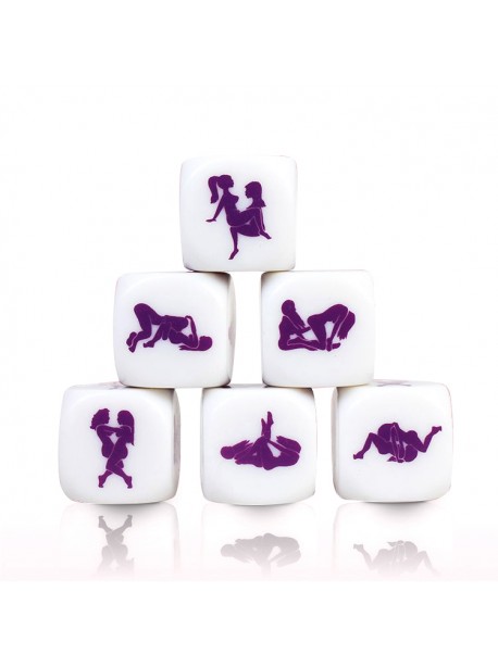 Kamasutra Lesbian erotic white and purple dice from the brand Secret Play