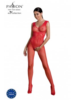 Bodystocking en resille ecoligique rouge ECO BS003 de la marque Passion Lingerie