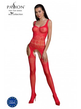 Bodystocking en resille ecoligique rouge ECO BS005 de la marque Passion Lingerie