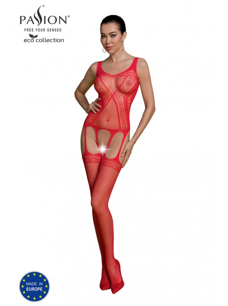 Bodystocking en resille ecoligique rouge ECO BS007 de la marque Passion Lingerie