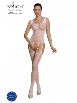 Bodystocking en resille ecoligique blanc ECO BS007 de la marque Passion Lingerie