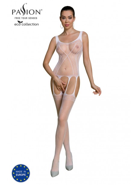 Bodystocking en resille ecoligique blanc ECO BS007 de la marque Passion Lingerie