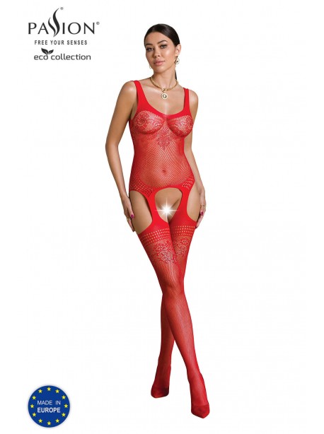 Bodystocking en resille ecoligique rouge ECO BS008 de la marque Passion Lingerie