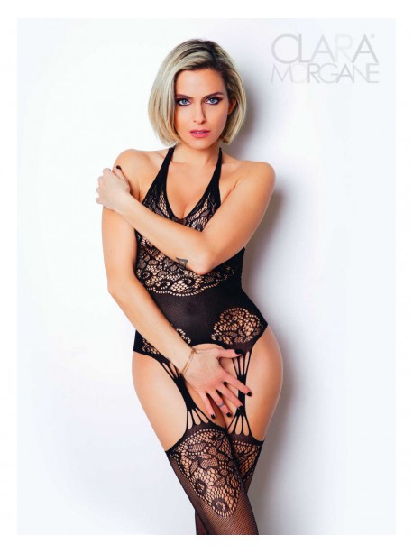 Le numéro 15 bodystocking Clara Morgane - Noir