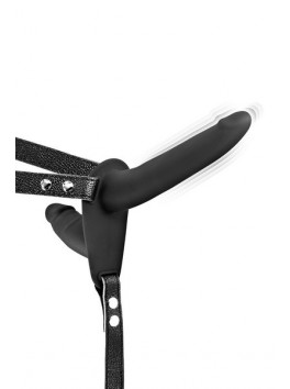 Double vibrating black strap-on dildo Fetish Tentation