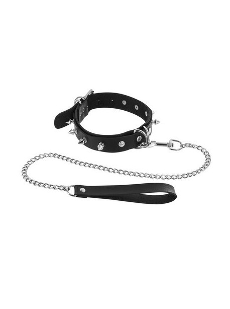 Metal spiked collar and leash Fétish Tentation