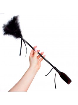 Feather tickler and riding crop - Black