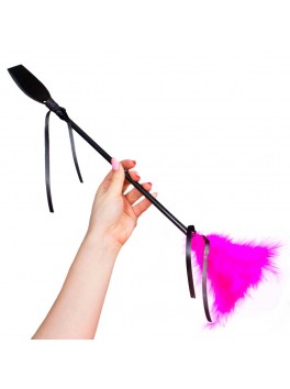 Feather tickler and riding crop - Fushia