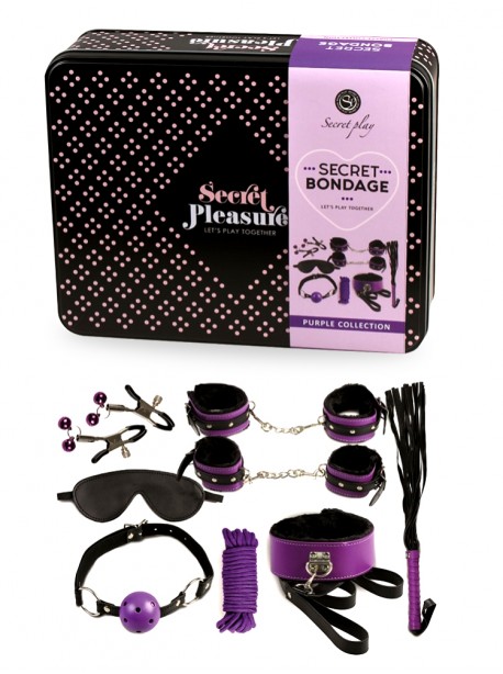 Secret Bondage kit : 8 pieces black and purple set 6197