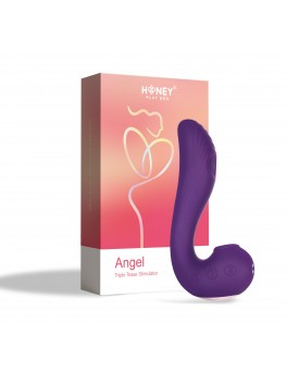 Angel - Vibromasseur 3 en 1 point G et léchage du clitoris - Violet