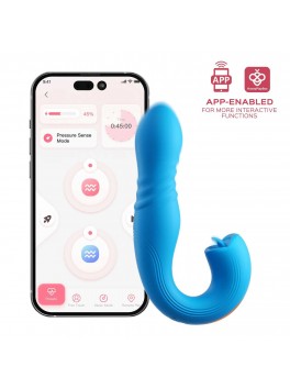 JOI THRUST 2 rouge - Vibromasseur point G - lèche-clitoris - va et vient contrôlé par application