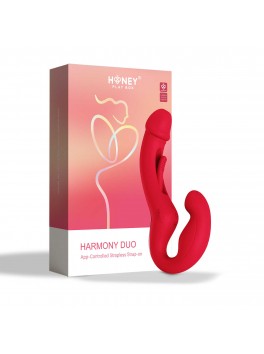 Harmony Duo Strap on vibrant avec tapotage - Rouge