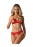 870-SEC-3 Ensemble soutien gorge ouvert rouge