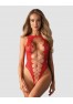 B120 red crothless teddy with a sexy lacing imitation