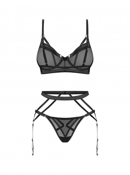 Euridia 3 pieces lingerie set - Black