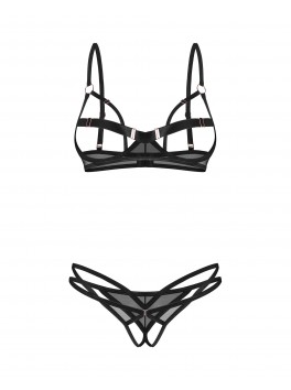 Euridia 2 pieces crotchless lingerie set - Black