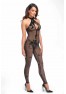 F315 Ego flocked mesh halter catsuit
