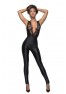 F167 Sleeveless powerwetlook overall with lace