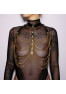Harnais de poitrine cuir et chaines Gold
