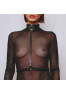 Chest harness in leather Black