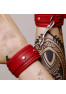 leather red ankle boots and silver ties
